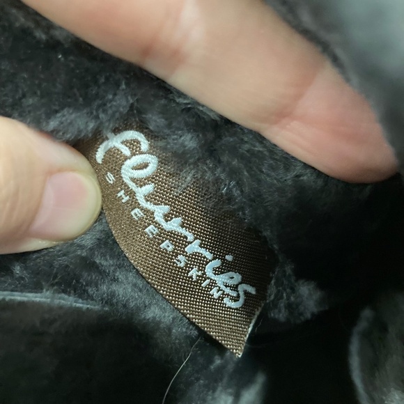 FLURRIES Black Sheepskin Lace Up Mid Calf Suede Wedge Winter Boots US 9 - Picture 7 of 7